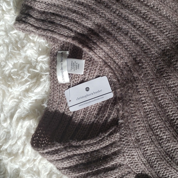 Christopher & Banks Poncho Taupe Gray /Tan OS - Picture 4 of 8